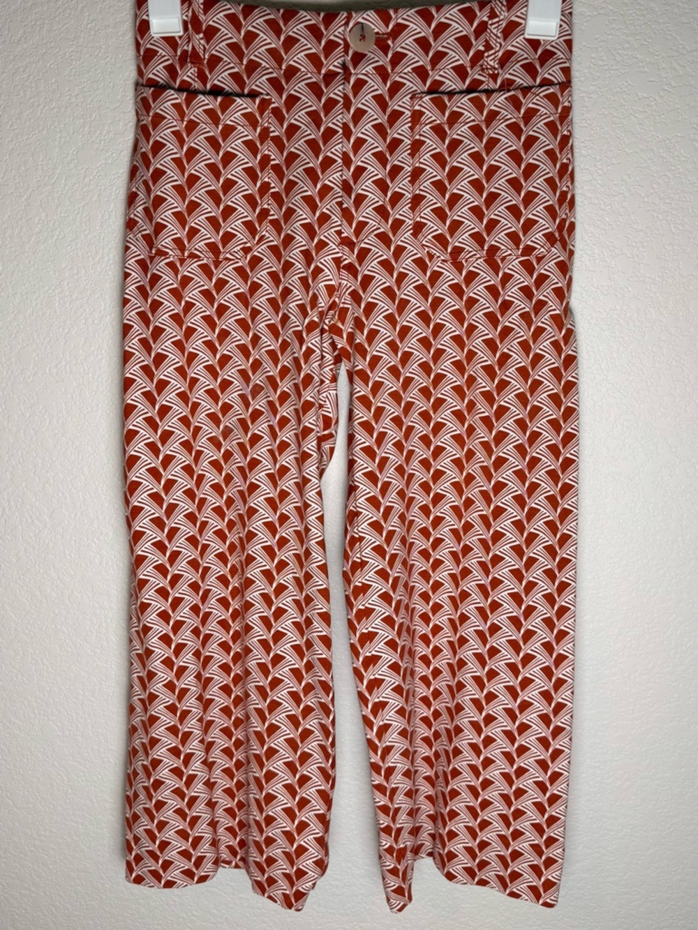 Anthropologie Maeve Rust Orange & White Printed Pants Sz 27P